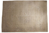 Vintage distressed Sparta carpet, large ivory and beige tone-on-tone floral medallion, 10'9