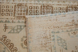 Close-up of distressed vintage Northwest Persian runner's pile, hand-knotted foundation, and intact selvage.