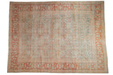 Distressed vintage Persian Mahal carpet, allover Herati motif in muted terracotta and pale blue, 8'9