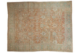 Vintage Distressed Mahal carpet with terracotta, powder blue, ivory Herati patterns, 8'11