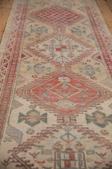 Angled view showing the even wear and low-pile texture of a vintage Serab runner.