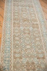 Worn Herati motif and pale blue germinating plant border on a vintage Hamadan runner.