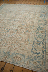 Distressed vintage Mehrivan rug with Samovar Turtle border, geometric field, and secured selvage.
