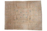 Distressed Turkish Sivas carpet, sand and sky blue medallion with allover floral patterns. 9'11