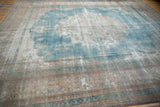 Wear across knot heads and visible foundation of a distressed Khorassan rug.