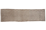 Vintage Distressed Tulu Rug Runner, geometric chevron pattern in neutral ivory and beige.