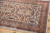Distressed Kaisery runner: Ivory ground with Herati motif and traditional red main border.
