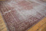 Antique distressed Amritsar carpet corner, displaying Mahi Mahi Herati motif, wear, and exposed foundation.