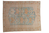 Vintage Distressed Persian Afshar rug, circa 1930s, with faded powder blue floral vines and pale gold borders, 4'4