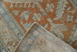 Distressed vintage Heriz runner pile, showing even wear, faint foundation, and side selvage.