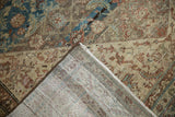 Distressed Malayer carpet pile with Herati motif and visible striped foundation from reverse.