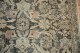 Vintage distressed Mahal runner detail: worn Herati pattern, visible foundation, charcoal, ivory, blush.