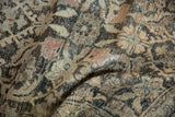 Faded Herati motif on distressed vintage Mahal rug runner, highlighting charcoal, ivory, and blush tones.