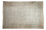 Distressed Doroksh carpet, faded floral medallion in ivory and pale teal, 9'4
