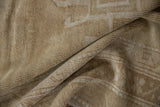 Distressed vintage Oushak rug texture with even short pile and muted neutral abrashes.