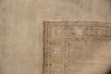Vintage Oushak carpet reverse, showing its tight hand-knotted foundation and corded selvage.