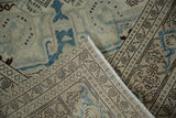 Distressed vintage Sparta rug pile with faint foundation and crisp hand-knotted reverse.