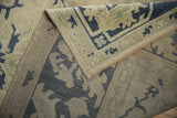 Hand-knotted foundation and side cord selvage of a vintage Turkish Oushak carpet.