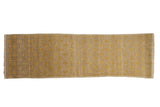 Distressed Uzbeki Khotan runner with saffron and gold floral panels, featuring even wear and abrashes, 2'6