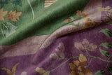 Lush pile with emerald green and aubergine lotus flower motifs of a Chinese Art Deco rug.