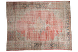 Distressed Oushak rug with pale red center medallion and time-softened silver and beige tones, 8'9