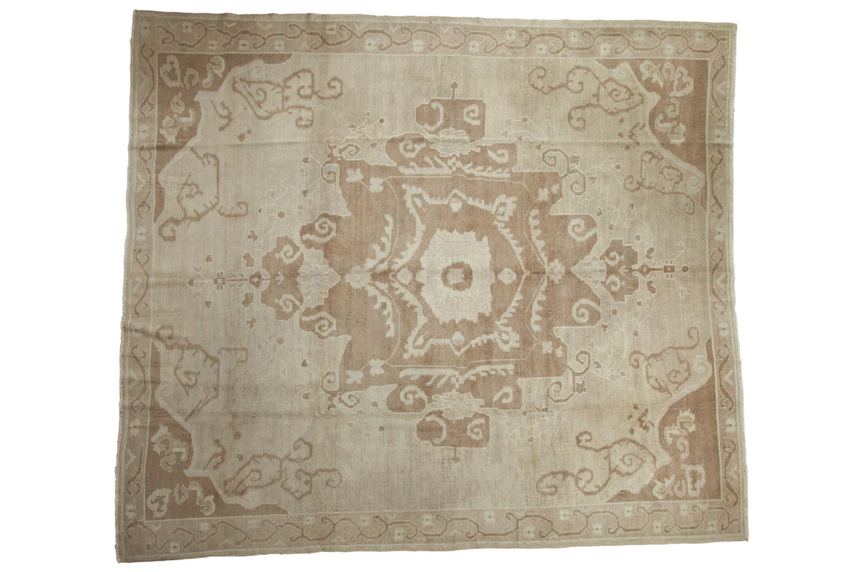 10.5x12 Vintage Distressed Oushak Square Carpet // ONH Item ee004197