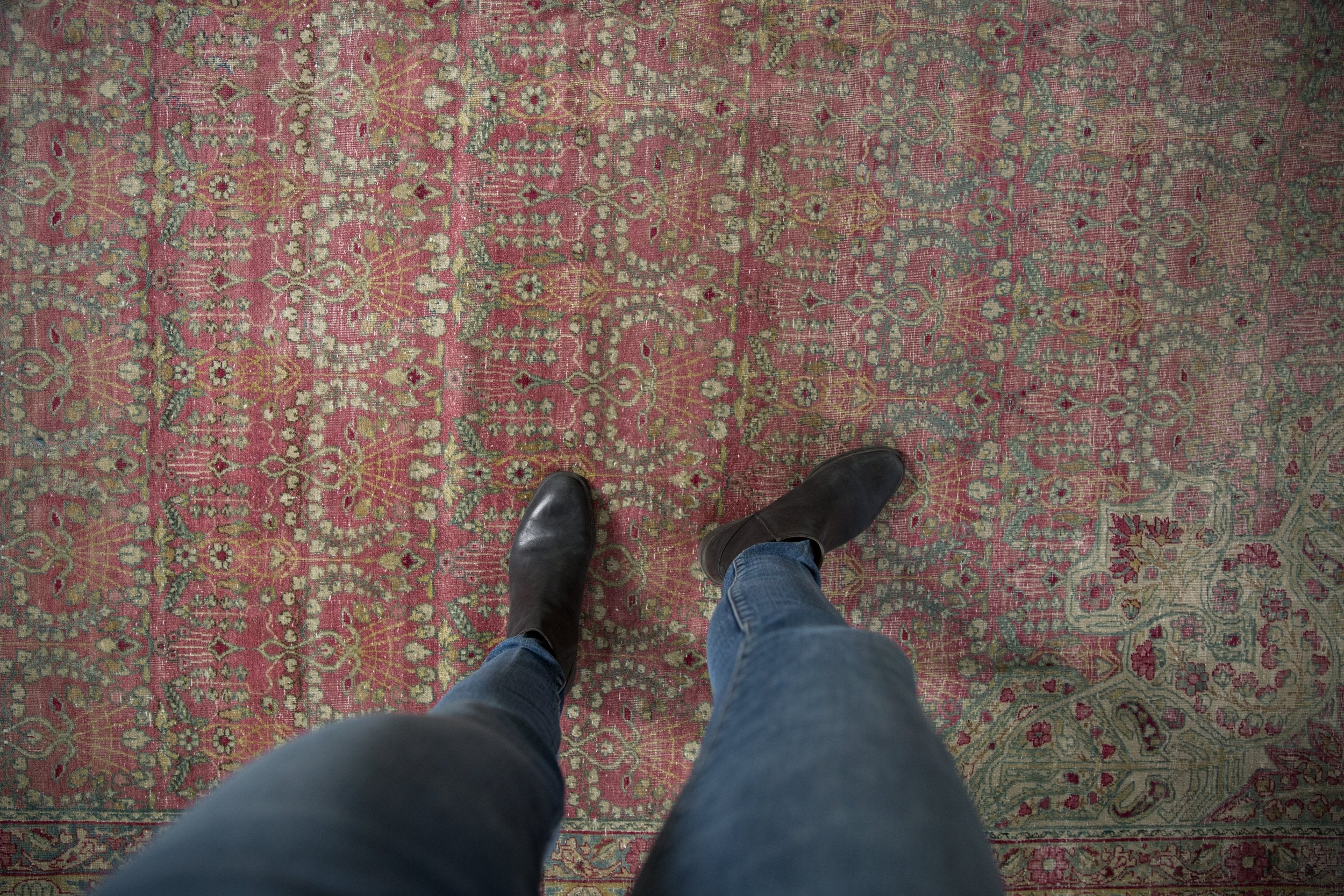 10x15.5 Vintage Distressed Kerman Carpet // ONH Item ee004215 Image 1