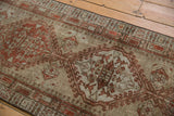 Faint foundation showing through distressed floral and geometric motifs on a vintage Serab runner.