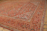 Detail of vintage Mahal carpet side border with geometric-floral motifs and original selvage.