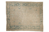 Distressed Gorevan carpet with muted ivory and blue tone-on-tone geometric floral design, 7'2