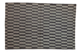 Geometric silver and charcoal checkerboard Pakistani Kilim rug with abrashes, 4'1
