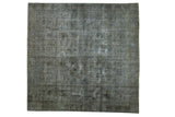 Vintage Distressed Overdyed Sparta square carpet featuring muted allover floral pattern, 8'9