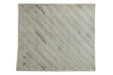 Distressed vintage Turkish Sparta rug, lattice checkered design, ivory, beige, slate, 3'11
