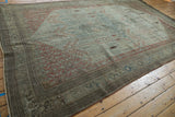 Distressed antique Bijar rug with an expertly restored corner and faded Samovar Boteh border.