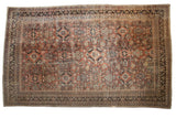 Distressed vintage Persian Mahal carpet with faded red allover Herati and floral palmettes, 10'8
