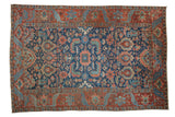 Antique Gorevan carpet with central geometric floral medallion, cobalt blue, brick red, 8'8