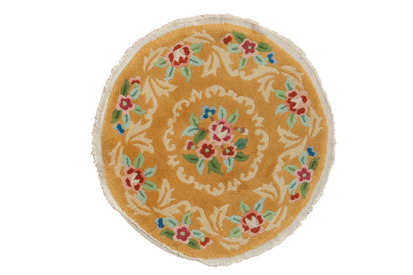 2.5x2.5 Vintage Art Deco Round Rug Mat // ONH Item ee004327