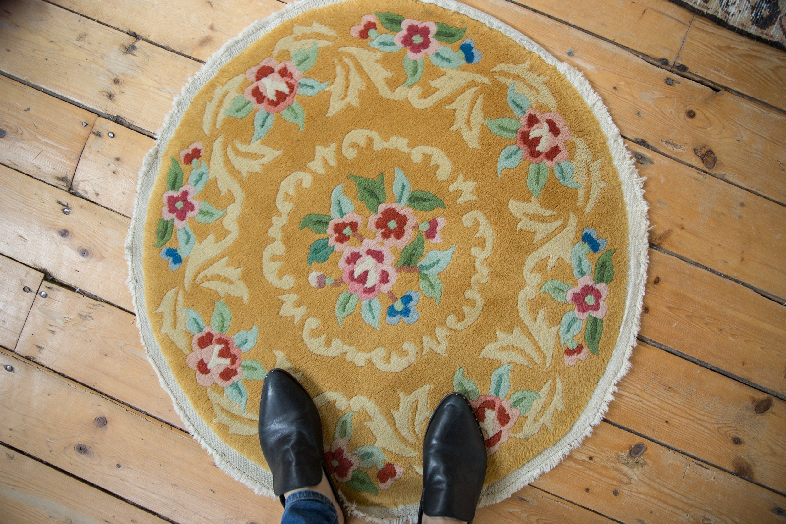 2.5x2.5 Vintage Art Deco Round Rug Mat // ONH Item ee004327 Image 1