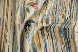 Hand-knotted vintage Peking runner pile with unusual horizontal striations and plant motif.
