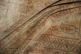 Distressed Sivas carpet detail: heavy wear, exposed foundation, jook and latch motifs.
