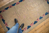 Antique Chinese Art Deco rug displaying the full cherry blossom tree of life motif.