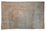 Distressed Kayseri carpet with pictorial forest animals and ornate medallion in dusty rose, silver, and beige.
