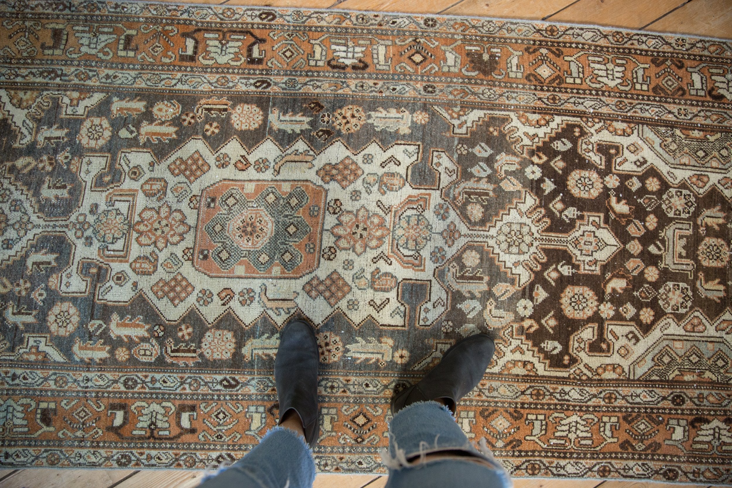 3.5x20.5 Vintage Fine Distressed Malayer Rug Runner // ONH Item ee004342