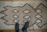 Textured vintage Moroccan runner, ivory pile, simplistic dark chocolate diamond motifs with abrashes.