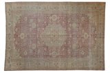 Distressed Kayseri carpet with roundel medallion and floral field, dusty red and ivory, 6'7