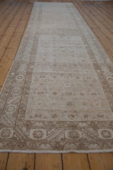 Soft, distressed Persian Hamadan runner featuring an allover Herati design and delicate floral borders.