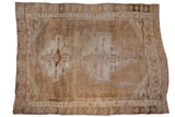 Distressed vintage Kars carpet, geometric medallions, abrashed coffee brown and sand tones, 8'1