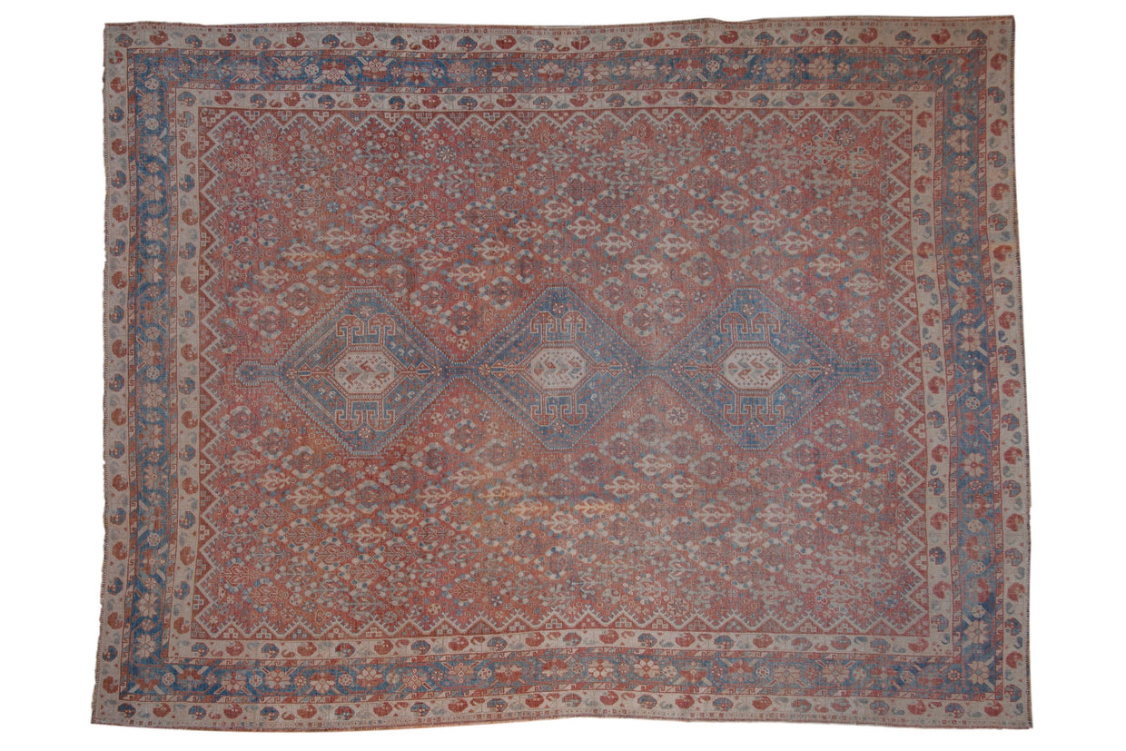 7.5x10 Vintage Distressed Qashqai Carpet // ONH Item ee004395