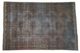Vintage Distressed West Persian Malayer carpet with faded copper and dusty teal medallions. 7'10