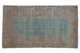 Distressed vintage Afghani Belouch rug, pale blue geometric guls and faded terracotta, 3'1